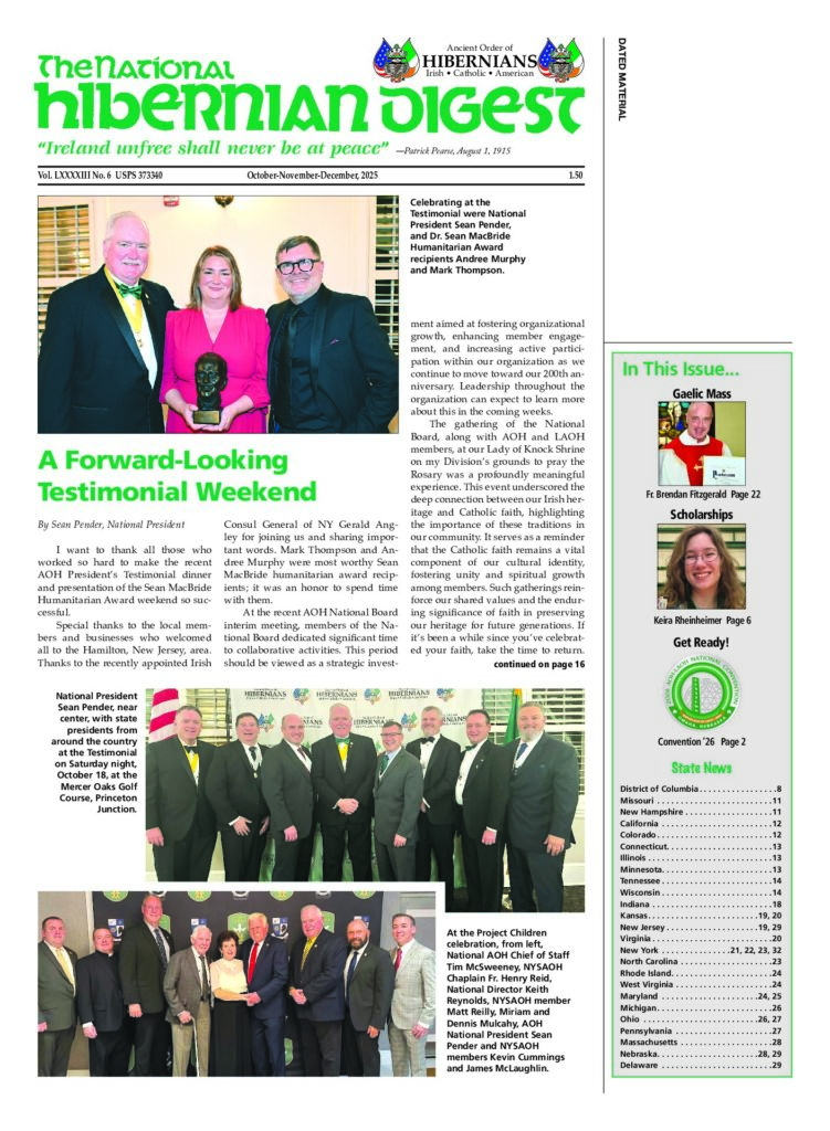 First page of National Hibernian Digest — Oct-Nov-Dec 2025