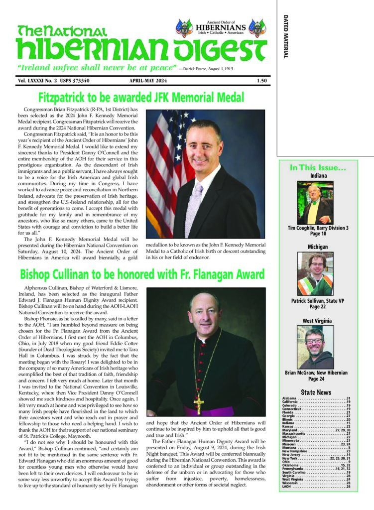First page of National Hibernian Digest — April-May 2024