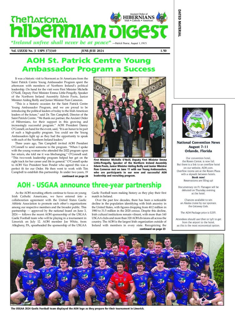 First page of National Hibernian Digest — Jun-Jul 2024