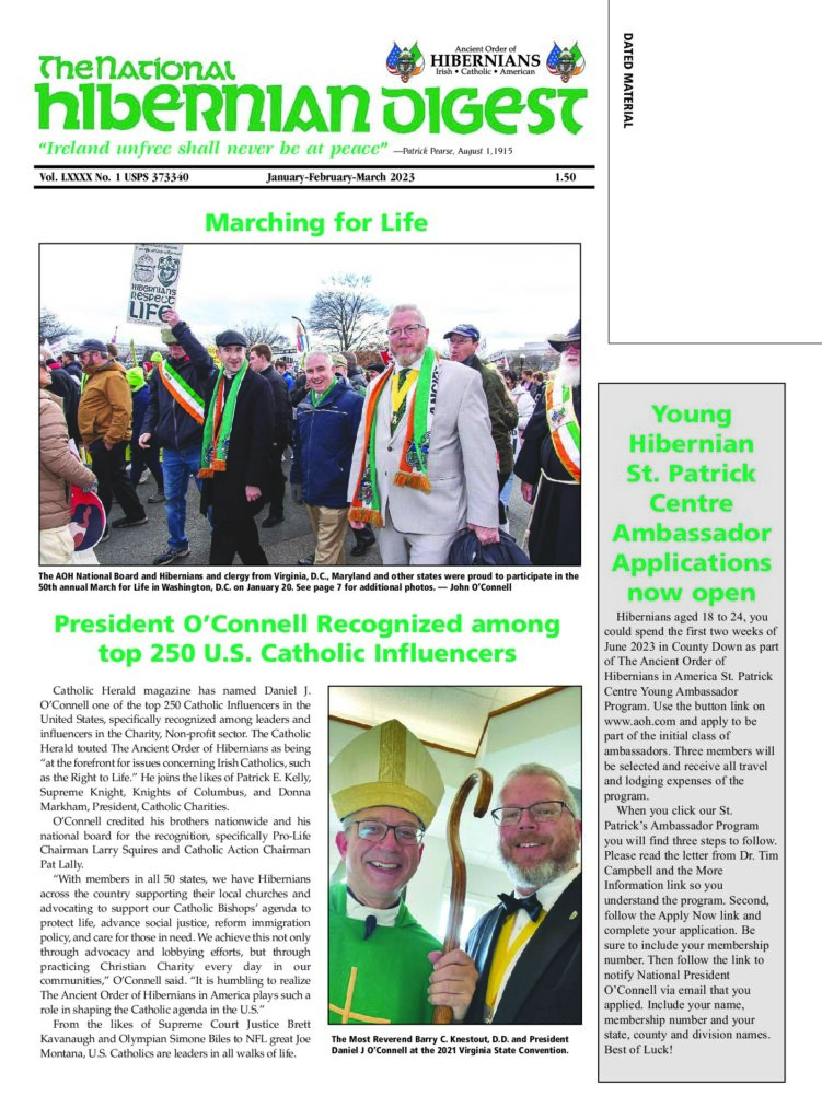 First page of National Hibernian Digest — Jan-Feb-Mar 2023