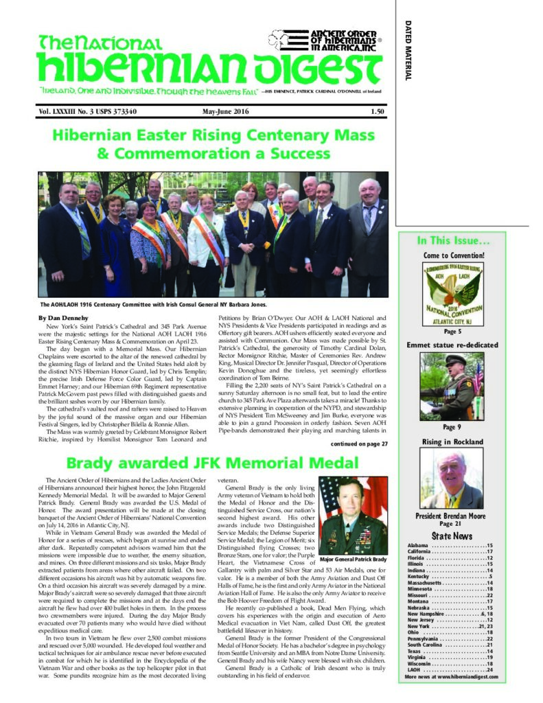 First page of National Hibernian Digest — May-June 2016
